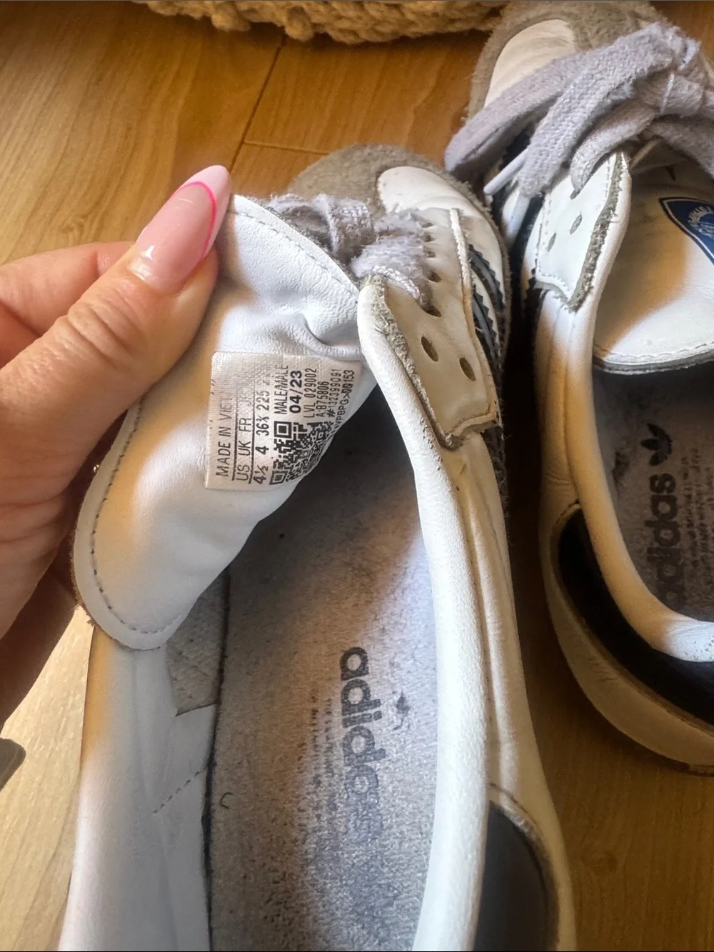 adidas White and Black Samba Leather Sneakers